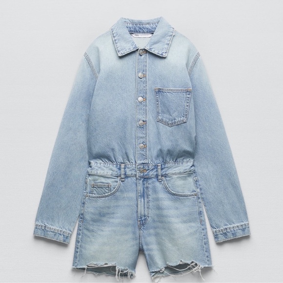 Zara Pants - ZARA SHORT DENIM JUMPSUIT SIZE MEDIUM NWT